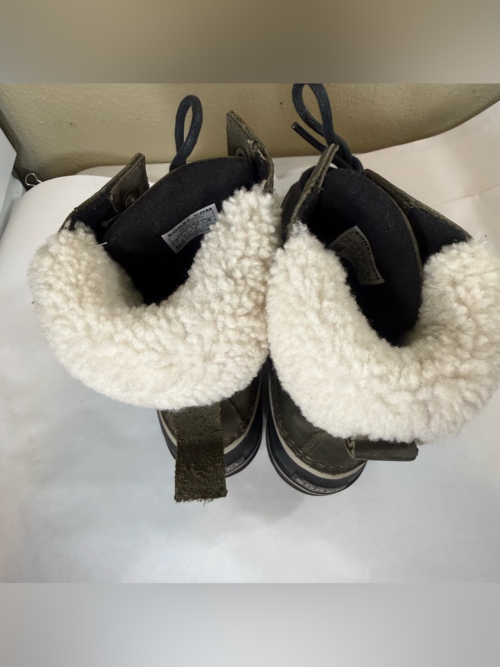 Sorel Slimpack Olive Green Snow Waterproof Winter Boots Shearling SZ 9 - Picture 5 of 6